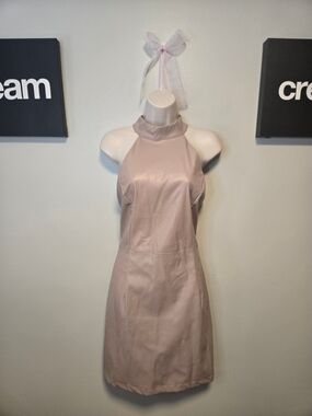 HYFVE High-Neck Sleeveless Mini Dress in Dusty Pink Large